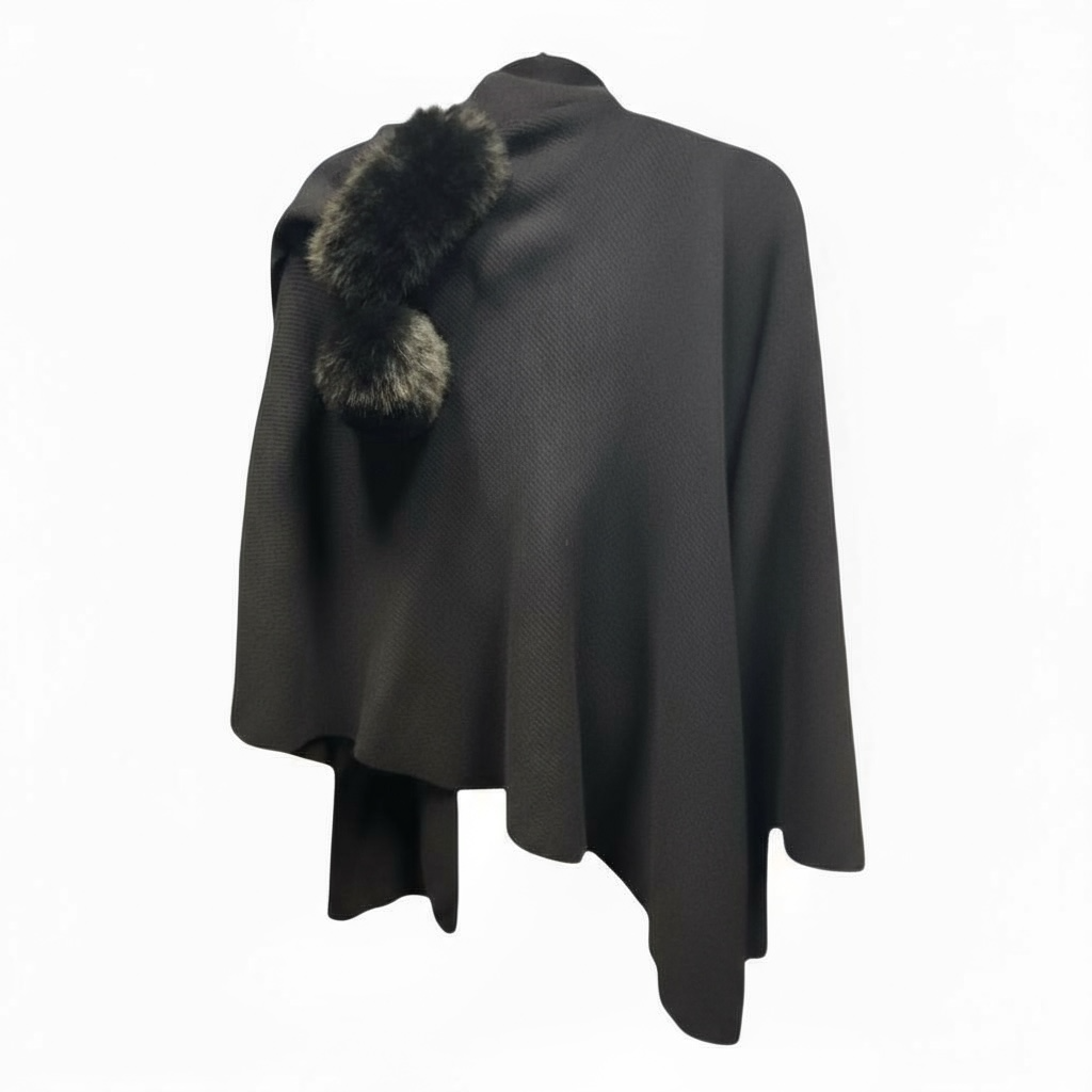 Faux Fur Wrap Poncho One Size