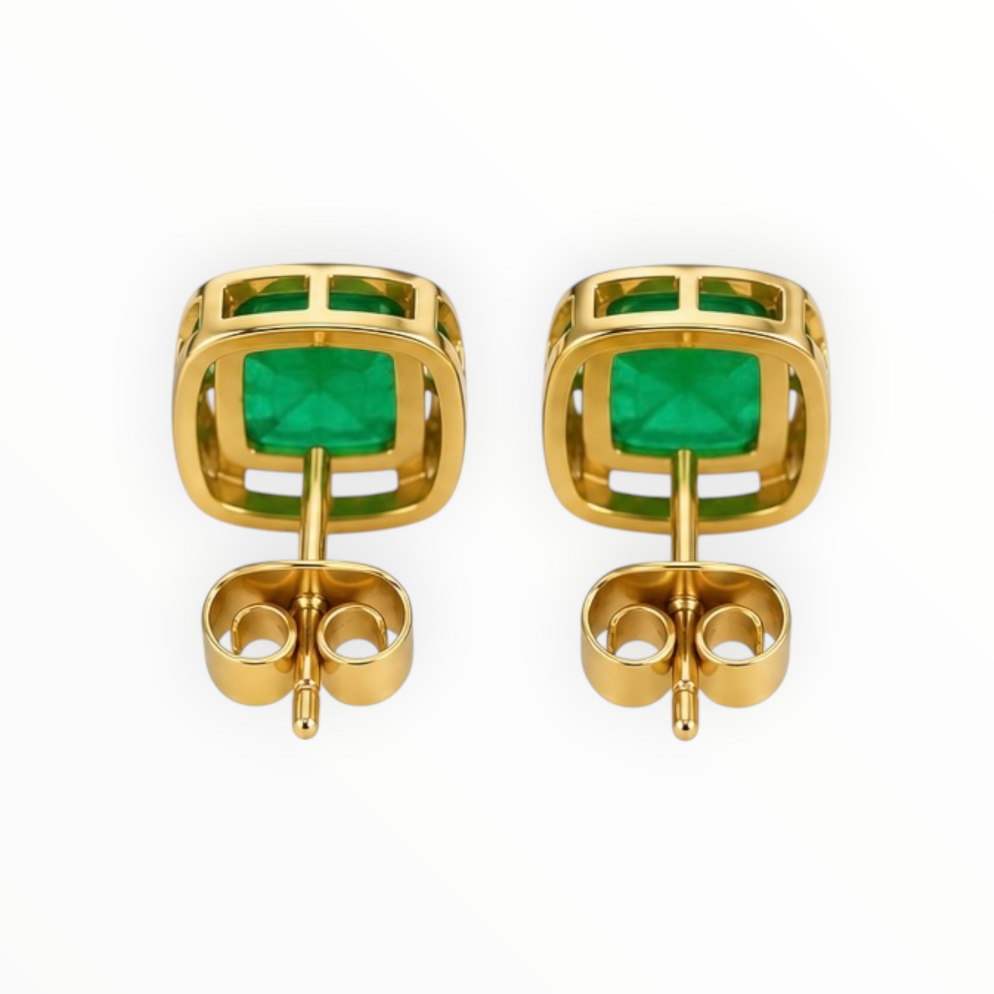Green Cushion Stone Earrings
