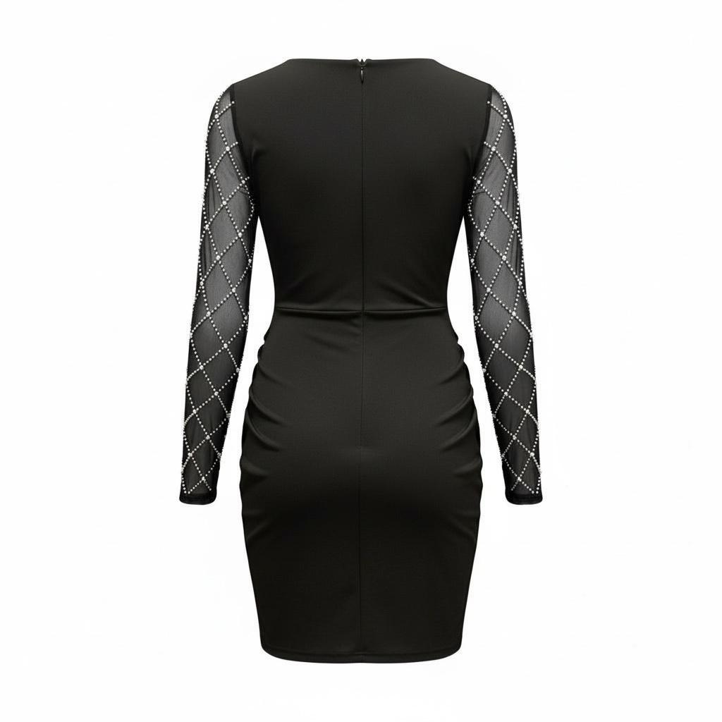 Sheer sleeve vneck Dress Size Large