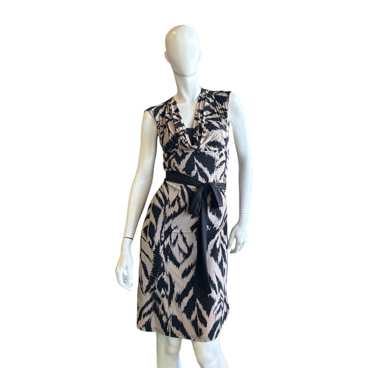Cowl Neck Taupe and Black Dress Size Small