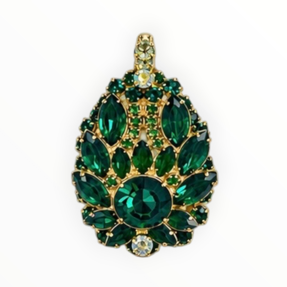 Emerald Rhinestone Convertible Brooch Pendant & Tennis Necklace