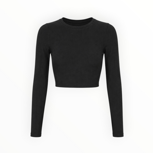 Ribbed Open-Back Tie Crop Top size S