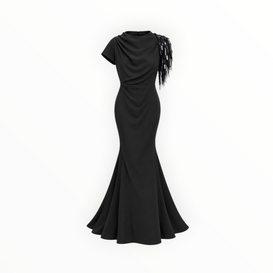 Embellished Asymmetrical Sleeve Mermaid Dress size 38