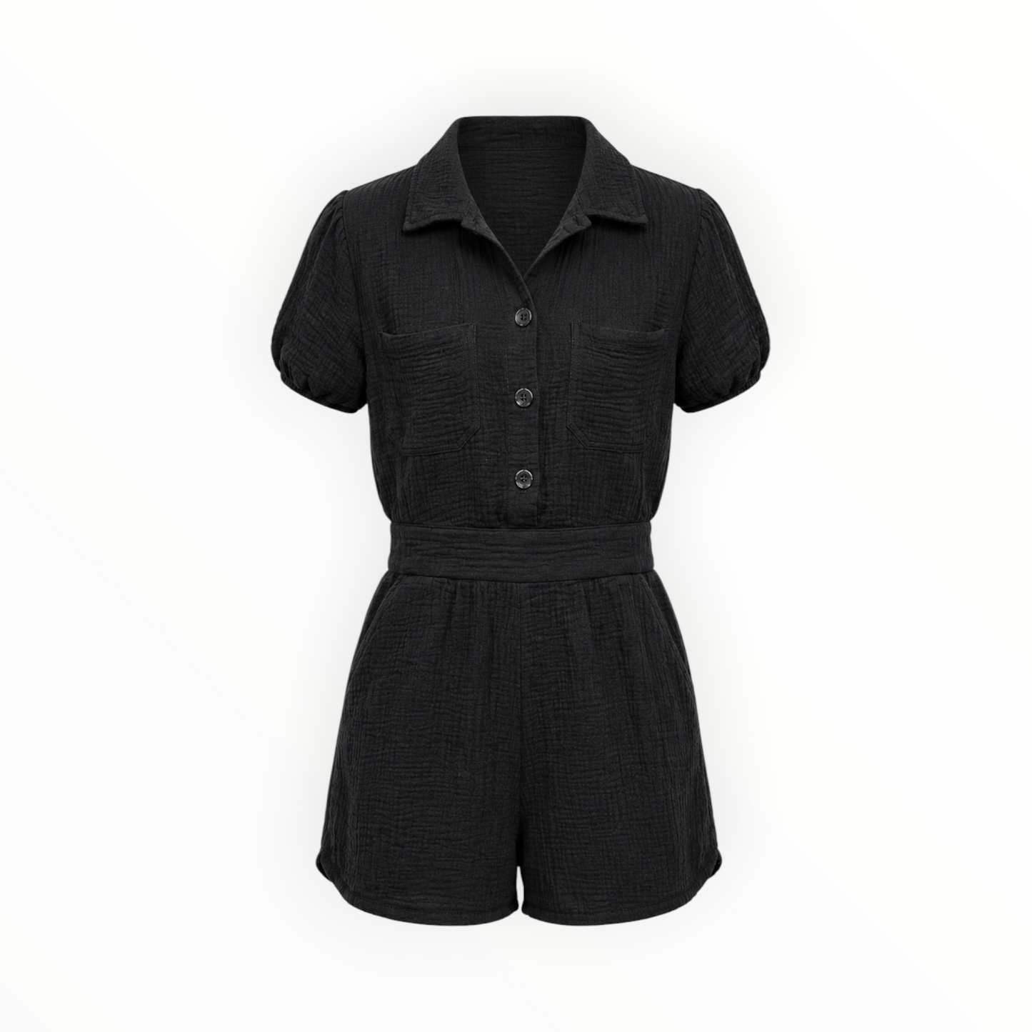 Textured Button Front Romper size S