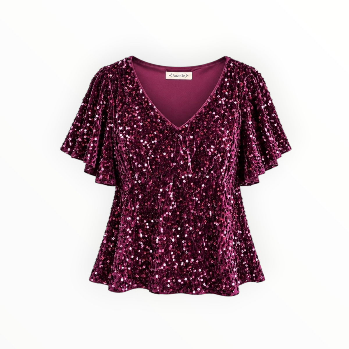 Sequin Flutter Sleeve Top size L
