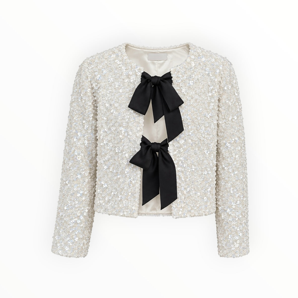 Sequin Bow-Front Jacket size M