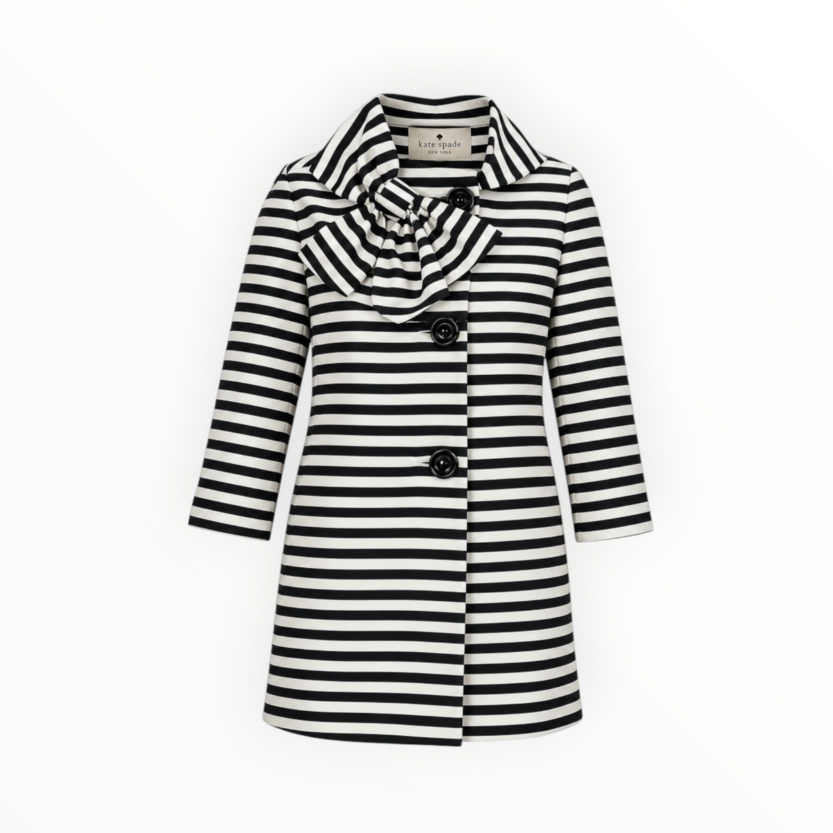 Striped Bow Neck Pea Coat size XS