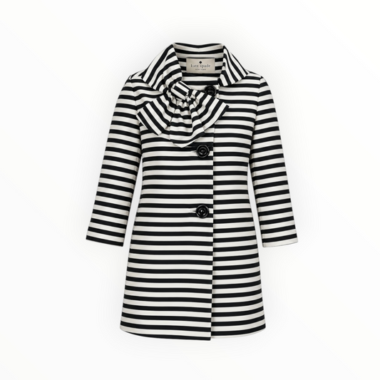 Striped Bow Neck Pea Coat size XS