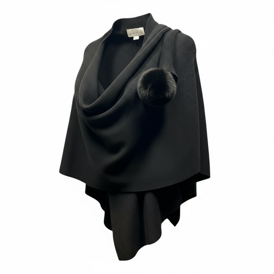 Faux Fur Wrap Poncho One Size