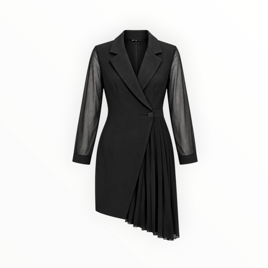 Sheer Sleeve Asymmetrical Blazer Dress size 40