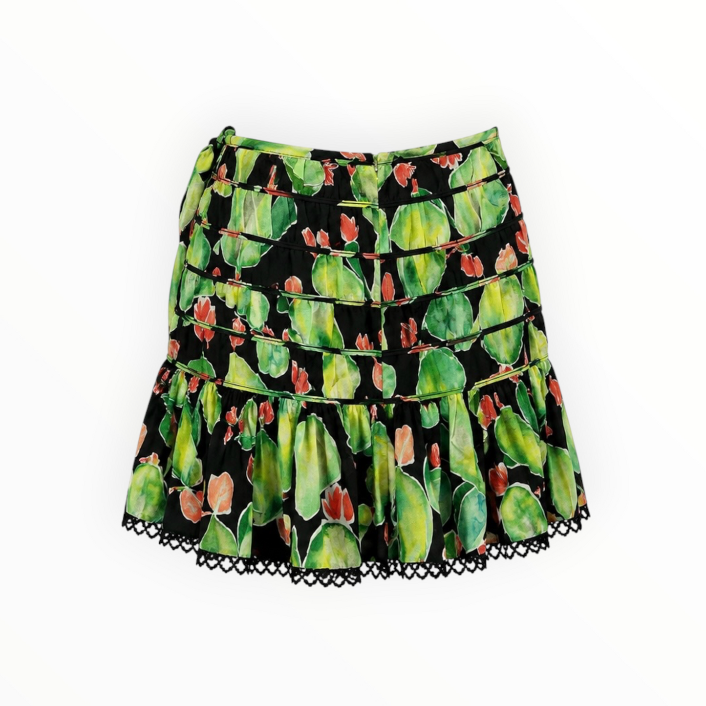 Tropical Print Puff Sleeve Top & Skirt Set size L