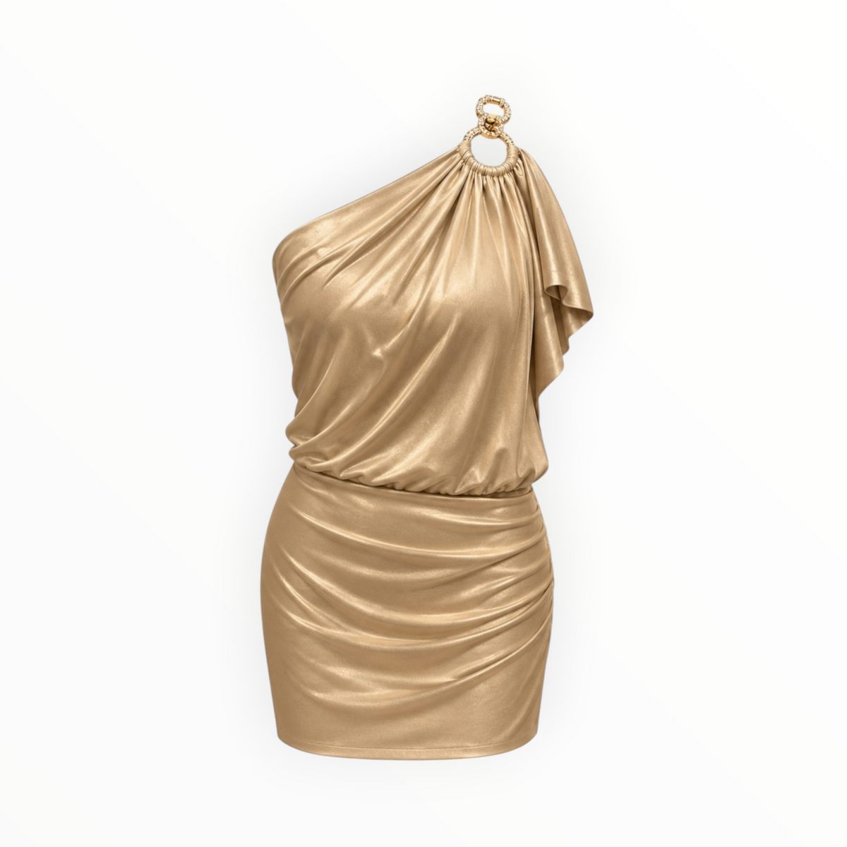 Metallic One-Shoulder Embellished Dress size M NEW WITH TAGS