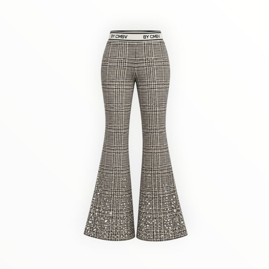 Houndstooth Rhinestone Flare Pants size 4
