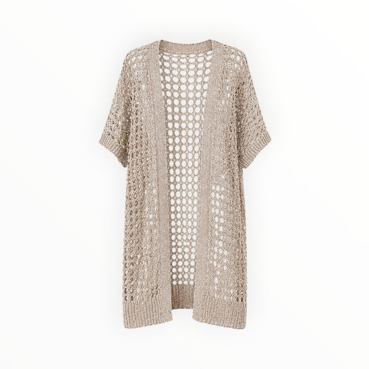 Open-Weave Crochet Longline Cardigan size M NEW WITH TAGS
