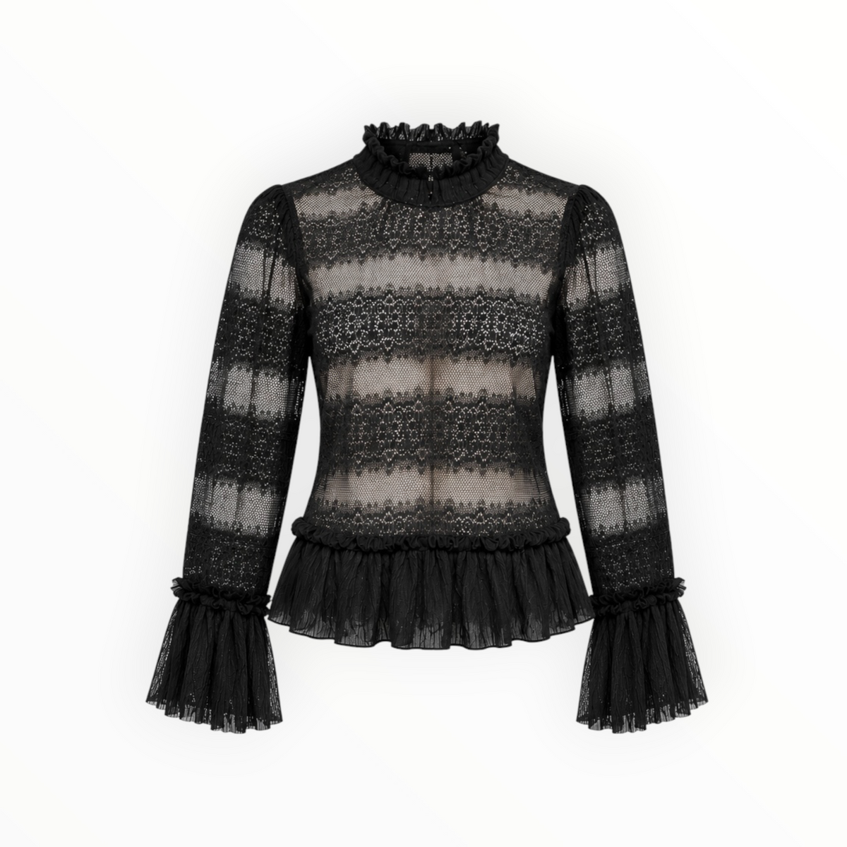 Sheer Lace Ruffle Top size S