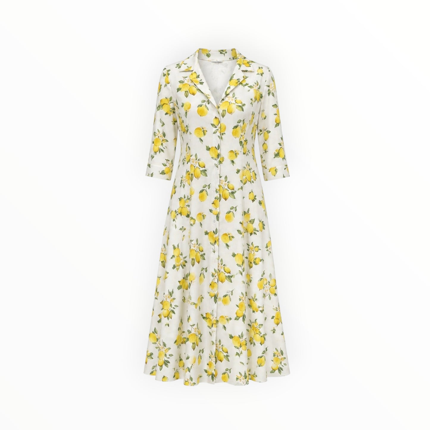 Lemon Print Midi Dress size L