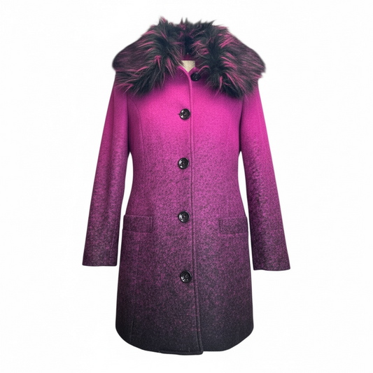 Ombre Faux Fur Collar Coat size 6