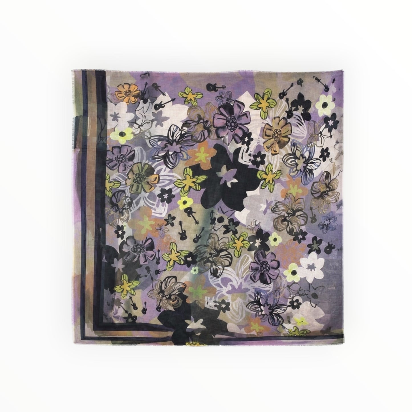 Abstract Floral Music Print Lightweight Scarf