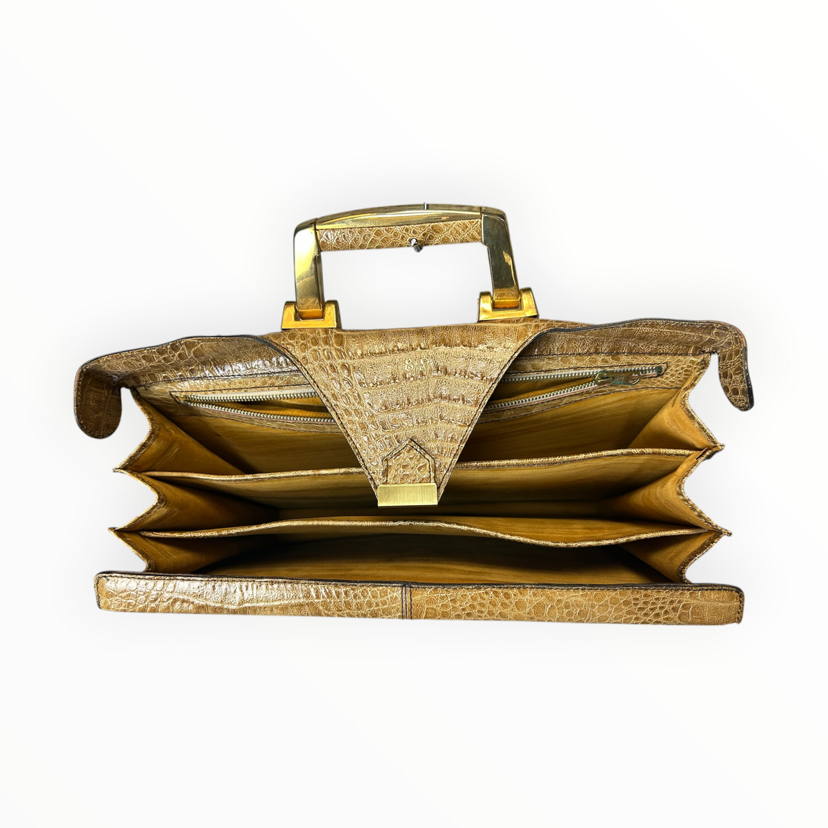 Vintage Croc-Embossed Briefcase