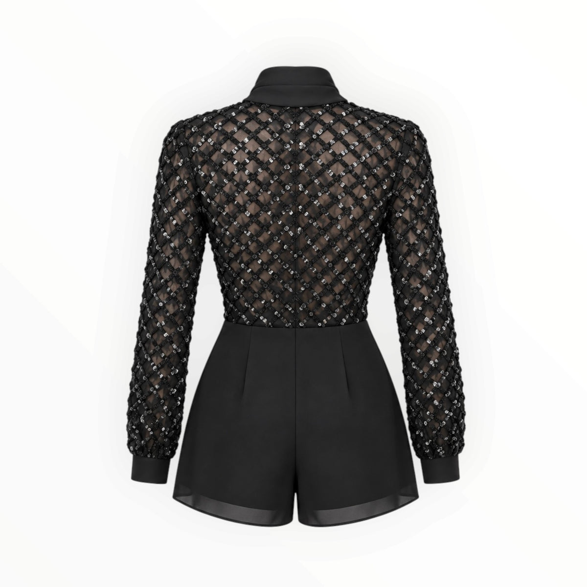Sequin Mesh Tie-Neck Romper size 42 (XS)