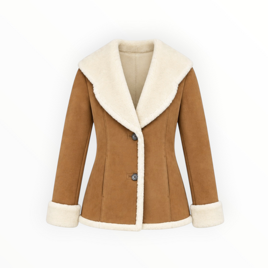 Faux Suede Shearling-Lined Coat size XS