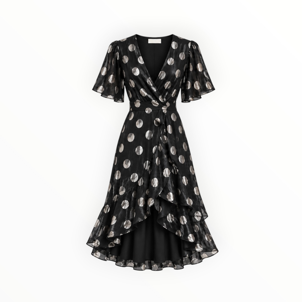 Metallic Polka Dot Wrap Dress size 4