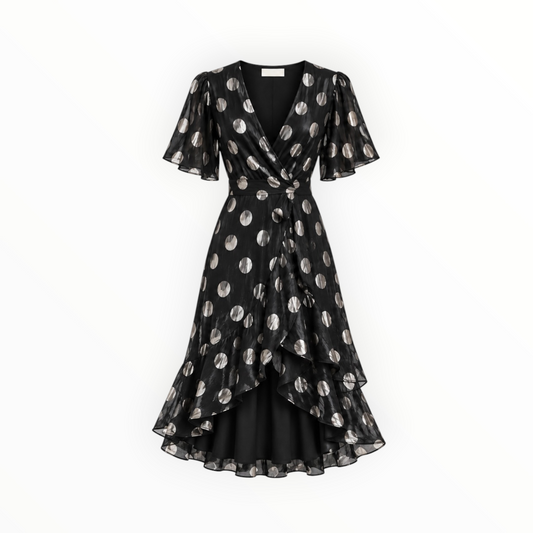 Metallic Polka Dot Wrap Dress size 4
