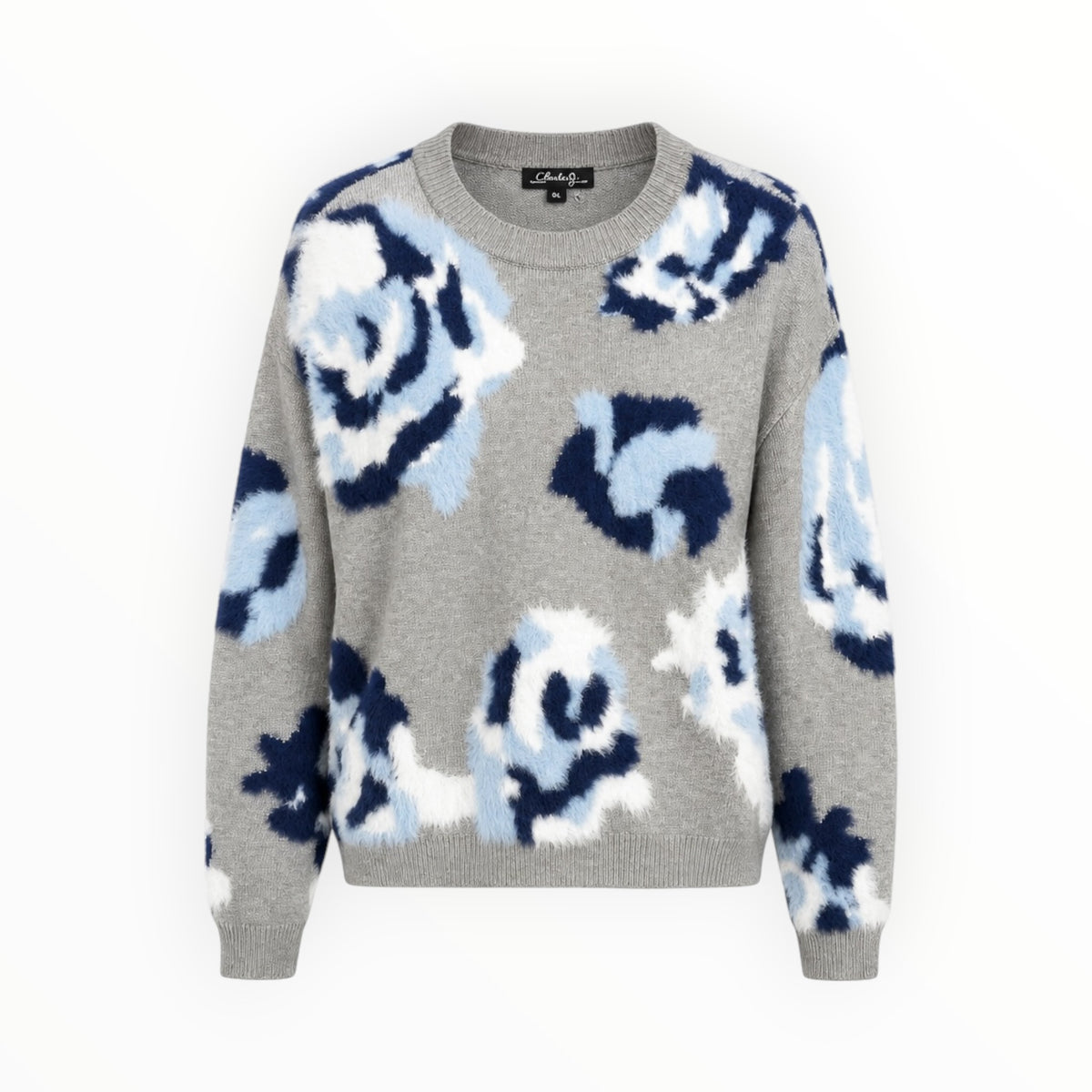 Fuzzy Floral Sweater size L
