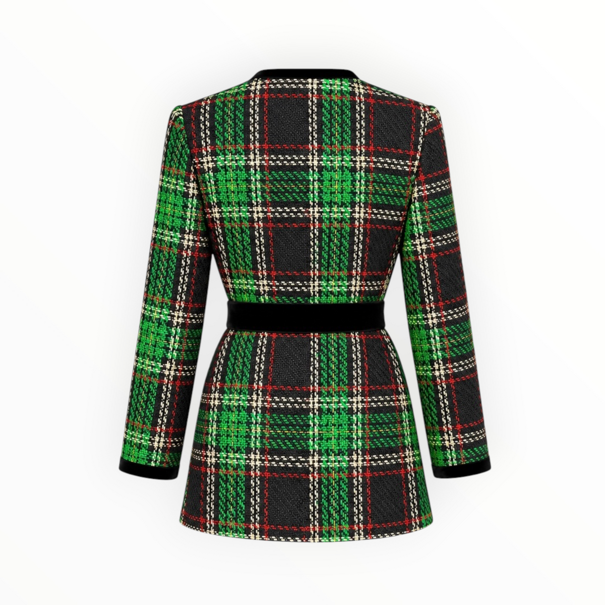 Plaid Tweed Belted Jacket size S
