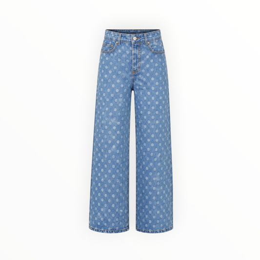 Polka Dot Wide-Leg Jeans size 8 NEW WITH TAGS