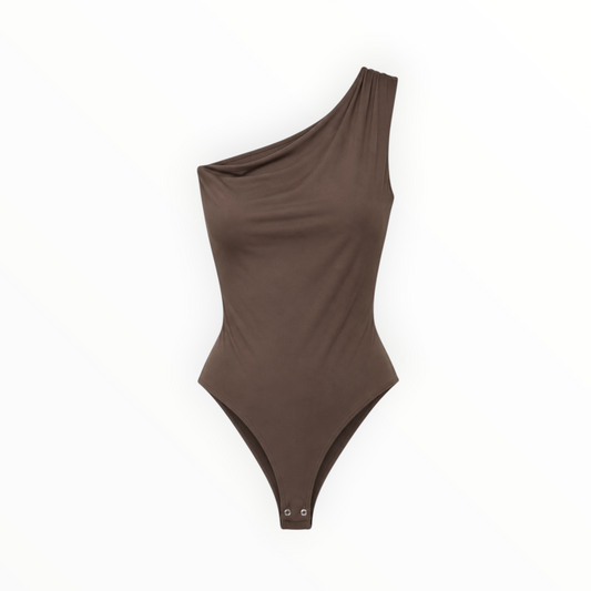One-Shoulder Draped Open-Back Bodysuit size M NEW WITH TAGS