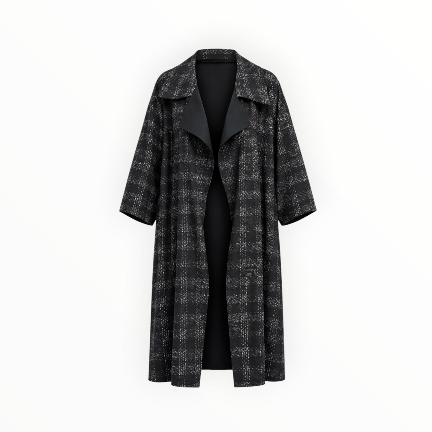 Printed Open-Front Long Coat size 50