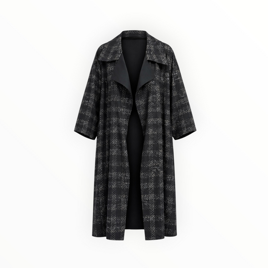 Printed Open-Front Long Coat size 50