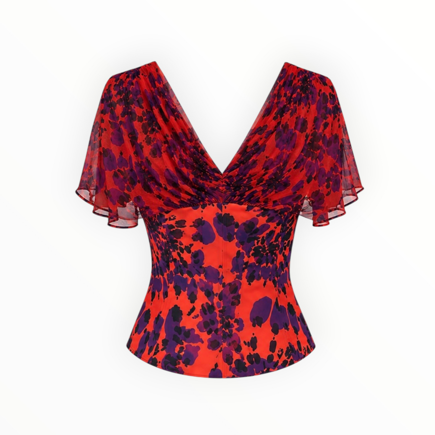 Floral Ruched Blouse & Pencil Skirt Set size 48