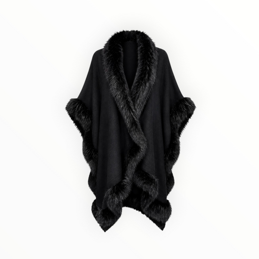 Faux Fur Trim Wrap Cape One Size