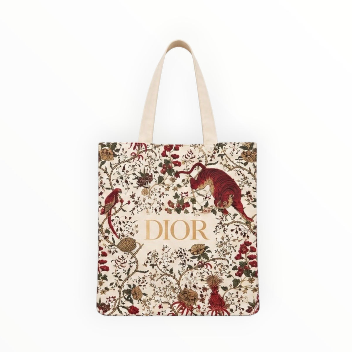 Floral Tiger Print Canvas Tote Bag