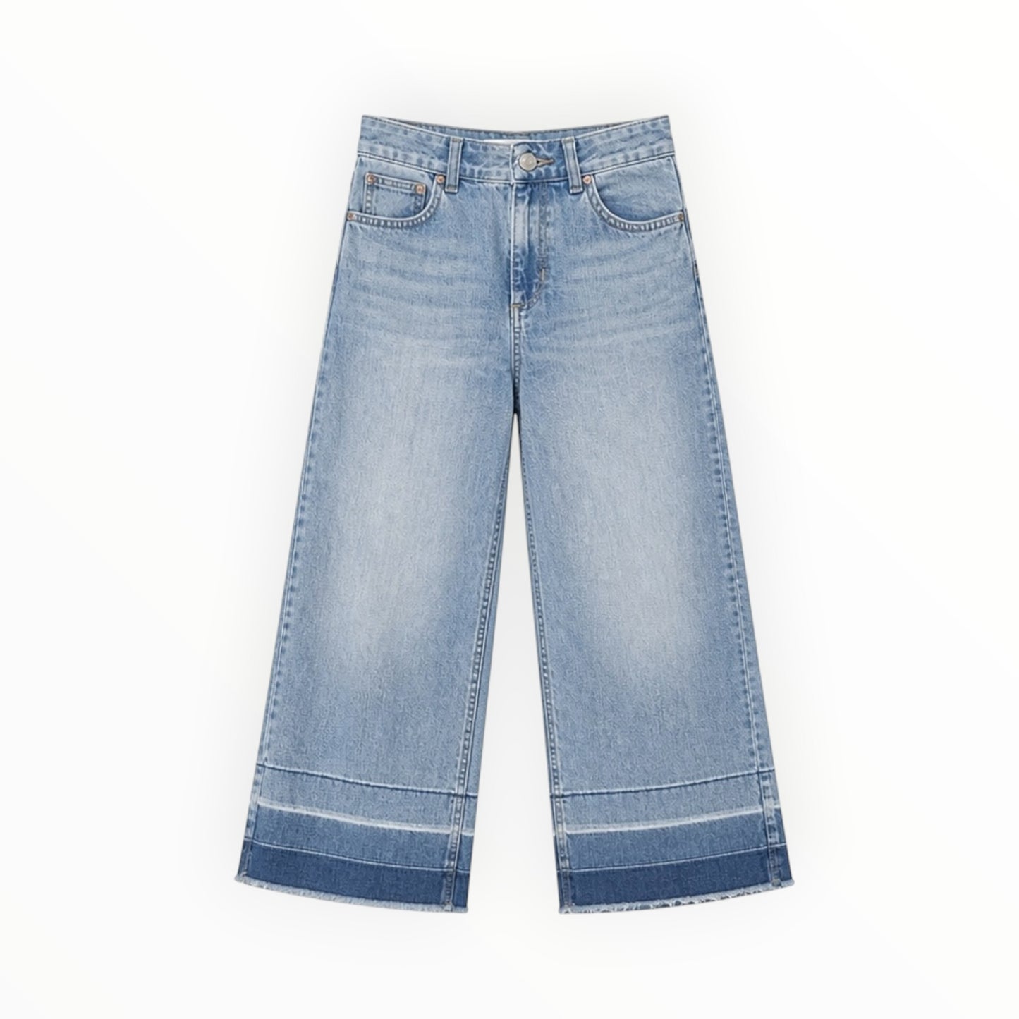Two-Tone Hem Wide-Leg Crop Jeans size M