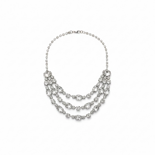 Layered Rhinestone Flatlay Necklce