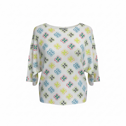 Clover Print Knit Sweater size L