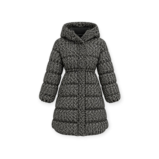 Herringbone Tweed Hooded Puffer Coat size 12