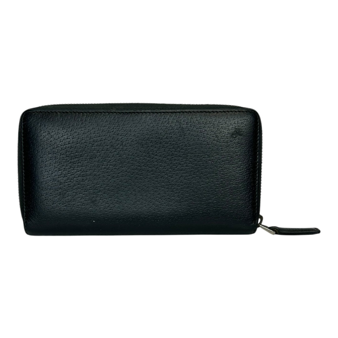 GG Marmont Calf Leather Zip Around Long Wallet Black