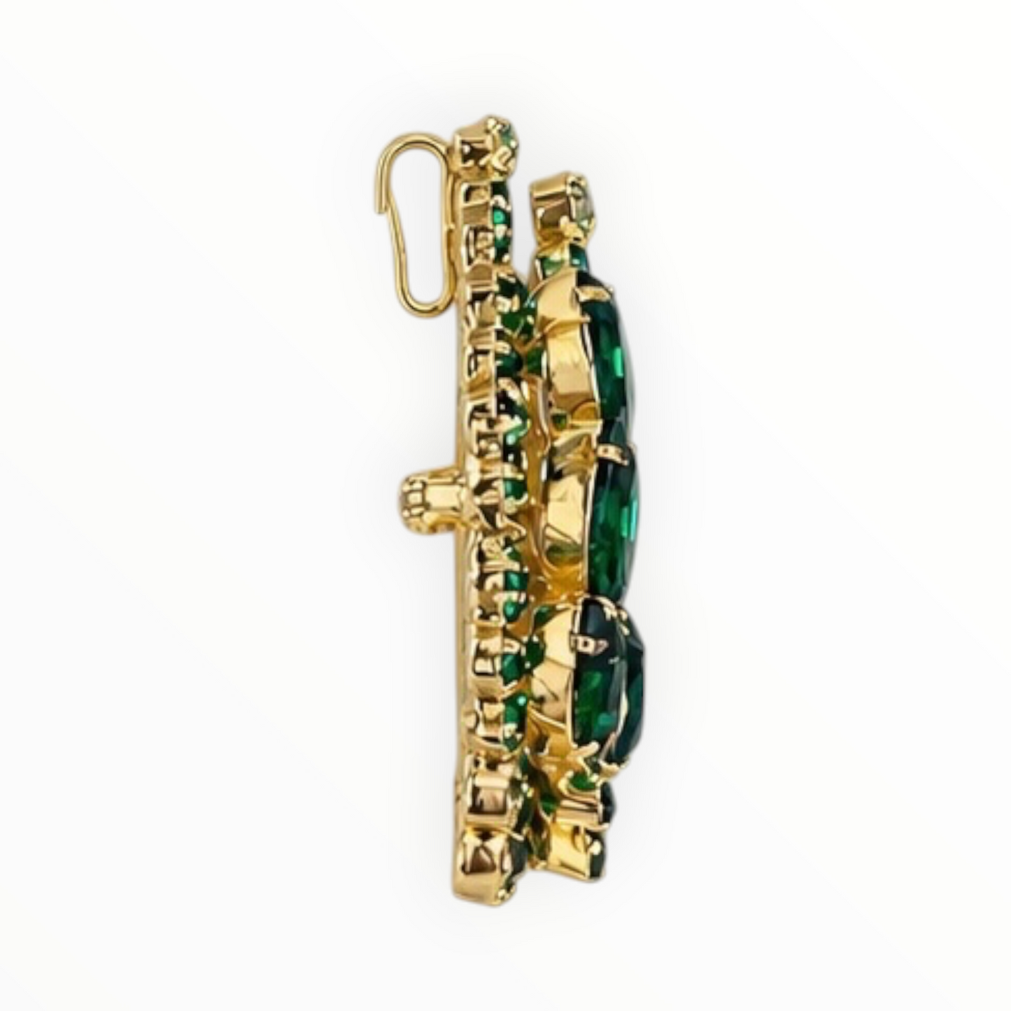 Emerald Rhinestone Convertible Brooch Pendant & Tennis Necklace