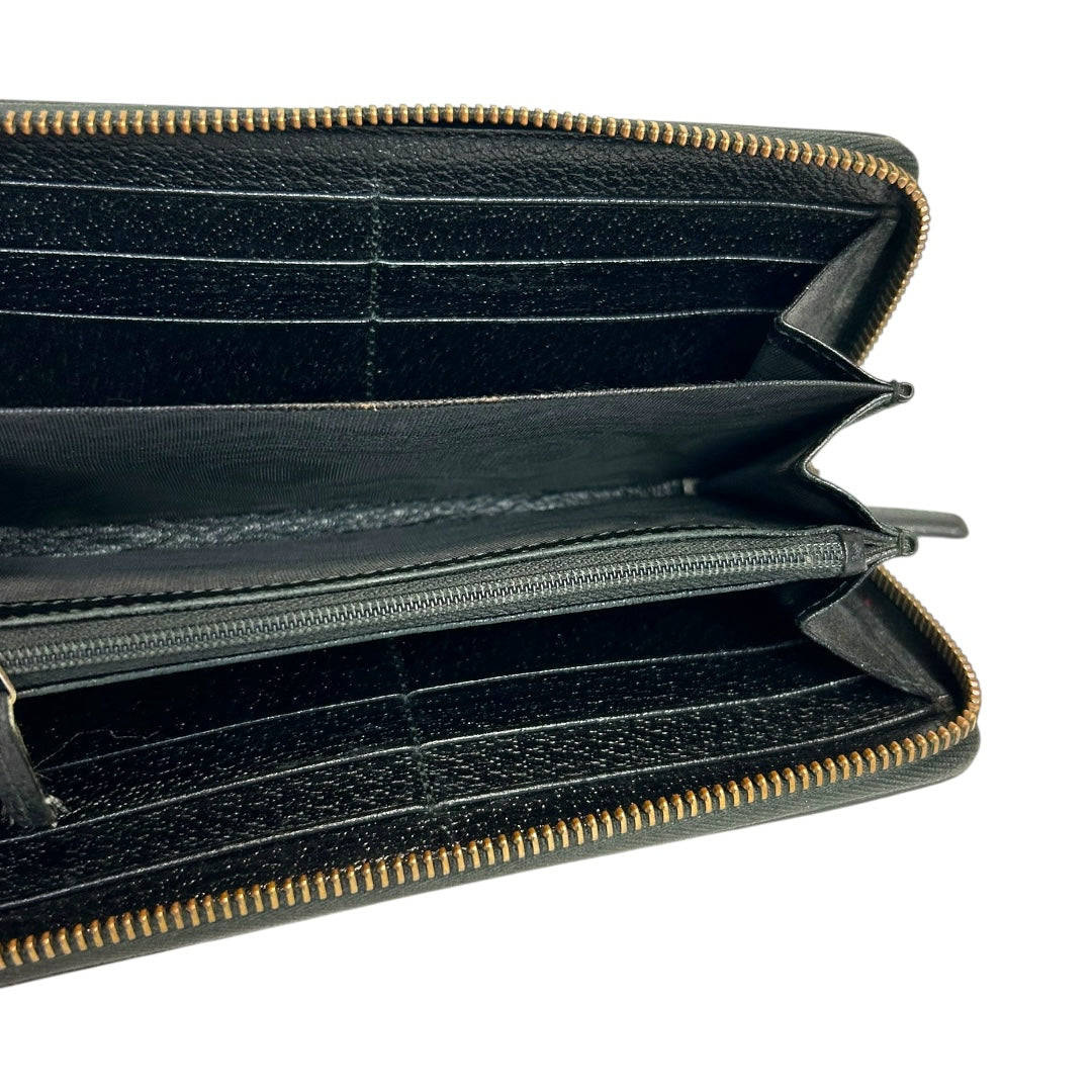 GG Marmont Calf Leather Zip Around Long Wallet Black