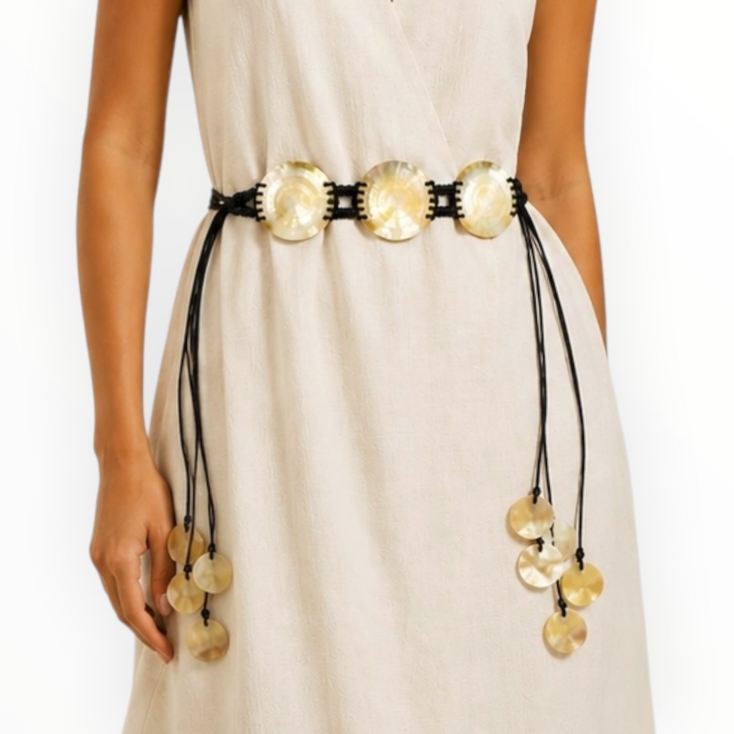 Coastal Shell Disc Tie Belt