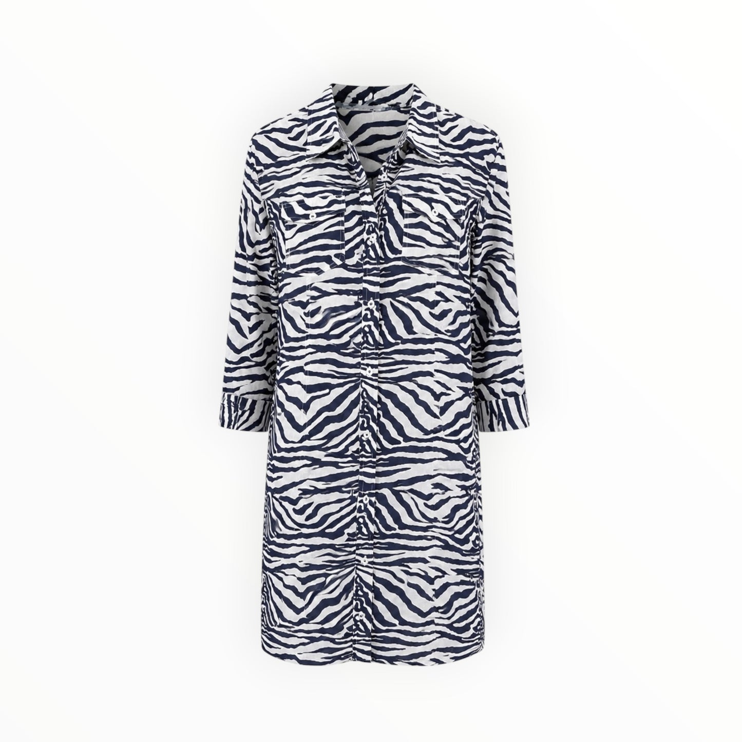 Zebra Print Button-Front Shirt Dress size 1X