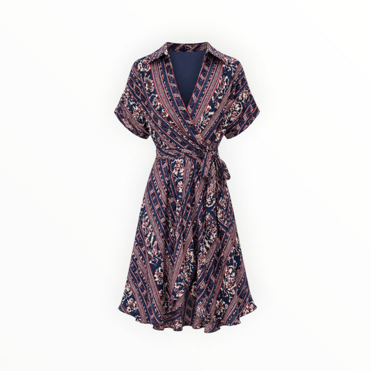 Bohemian Print Wrap Midi Dress size 8