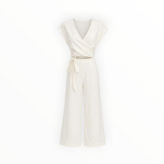 Wrap Tie Cutout Wide Leg Jumpsuit size 2