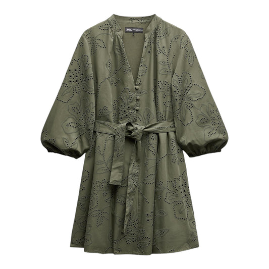 Eyelet Belted Dress size Medium