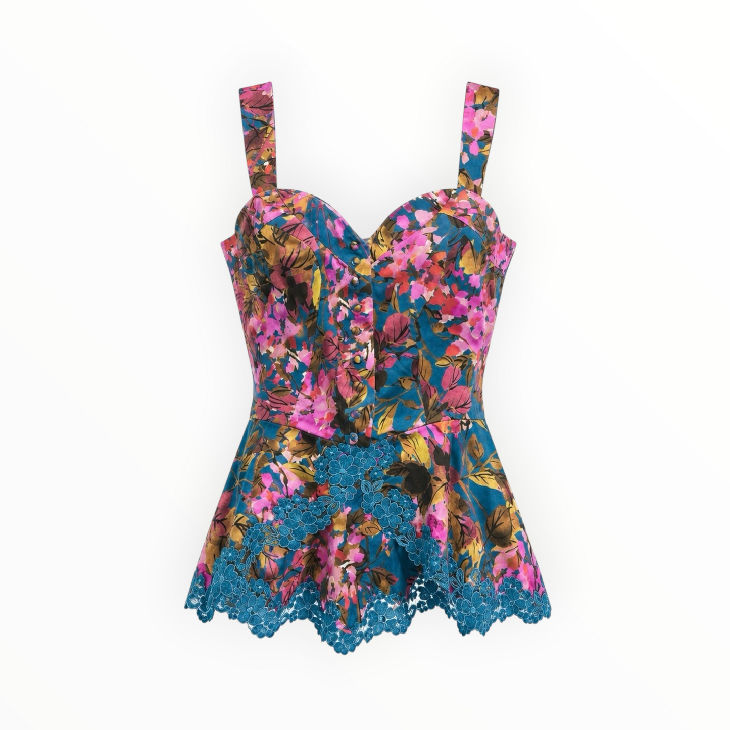 Floral Lace Hem Tank & Skirt Set size L