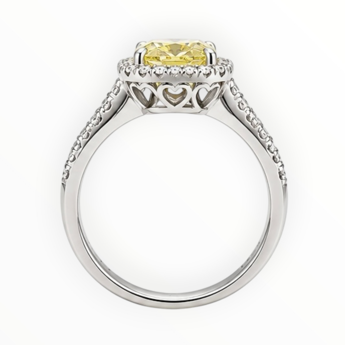 Yellow Cushion-Cut Halo Ring size 7